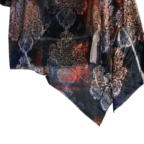 One World Tunic Knit Top Womens S Mixed Media Velour Stretch Velvet Asymmerical - Picture 6 of 7